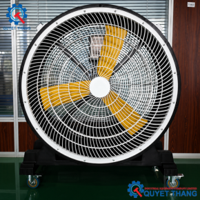 Quạt công nghiệp di động RLBF08M-1.0-3 cánh vàng đường kính 1m, lưu lượng gió lớn, thiết kế bánh xe linh hoạt