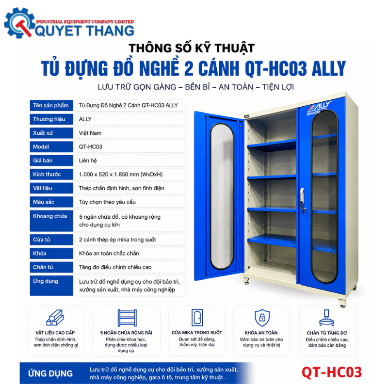 TS_Tủ đựng đồ nghề 2 cánh ALLY QT-HC03