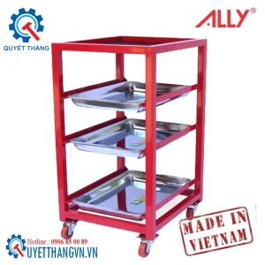 Xe đẩy dụng cụ 3 ngăn khay inox ALLY QT-D03NX
