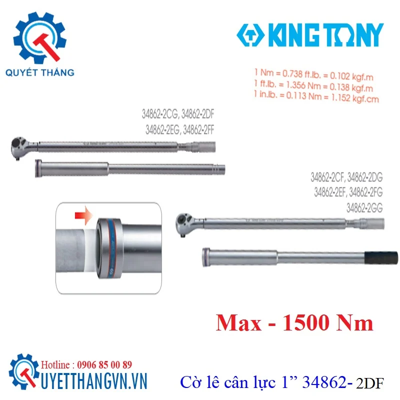 Cờ lê cân lực 1″ – 300~1500 Nm – 34862-2DF Kingtony