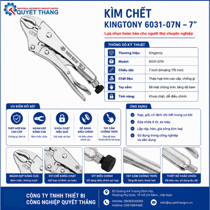 Kìm Chết Kingtony 6031-07N - 7"- Lựa Chọn Hoàn Hảo Cho Người Thợ Chuyên Nghiệp - Ảnh 2