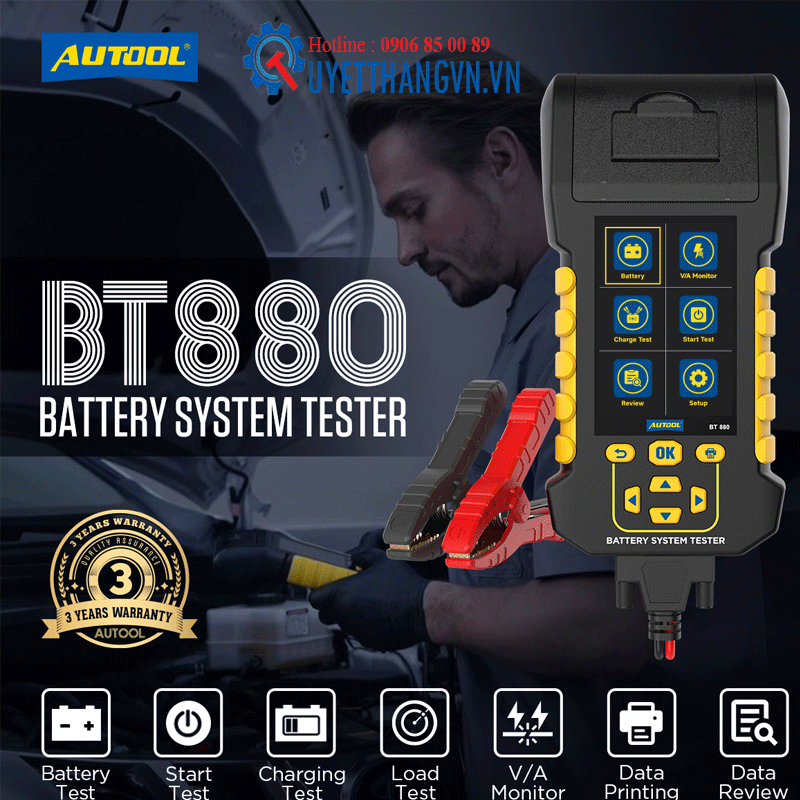Thiết Bị Kiểm Tra Bình Ắc Quy 8-30V Autool BT880