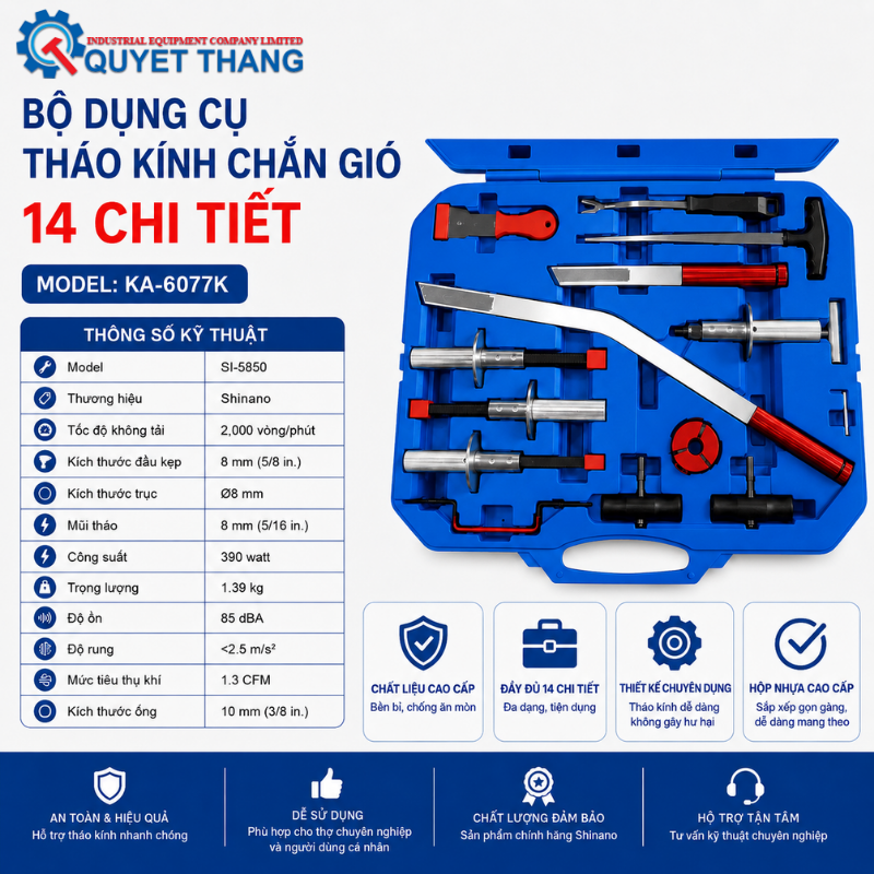 Thông số kỹ thuật Bộ Dụng Cụ Tháo Kính Chắn Gió 14 Chi Tiết KA-6077K