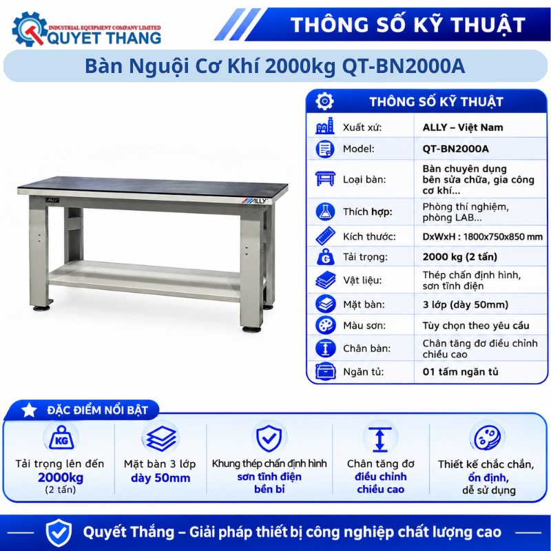 Bàn Nguội Cơ Khí 2000kg QT-BN2000A - Ảnh 3