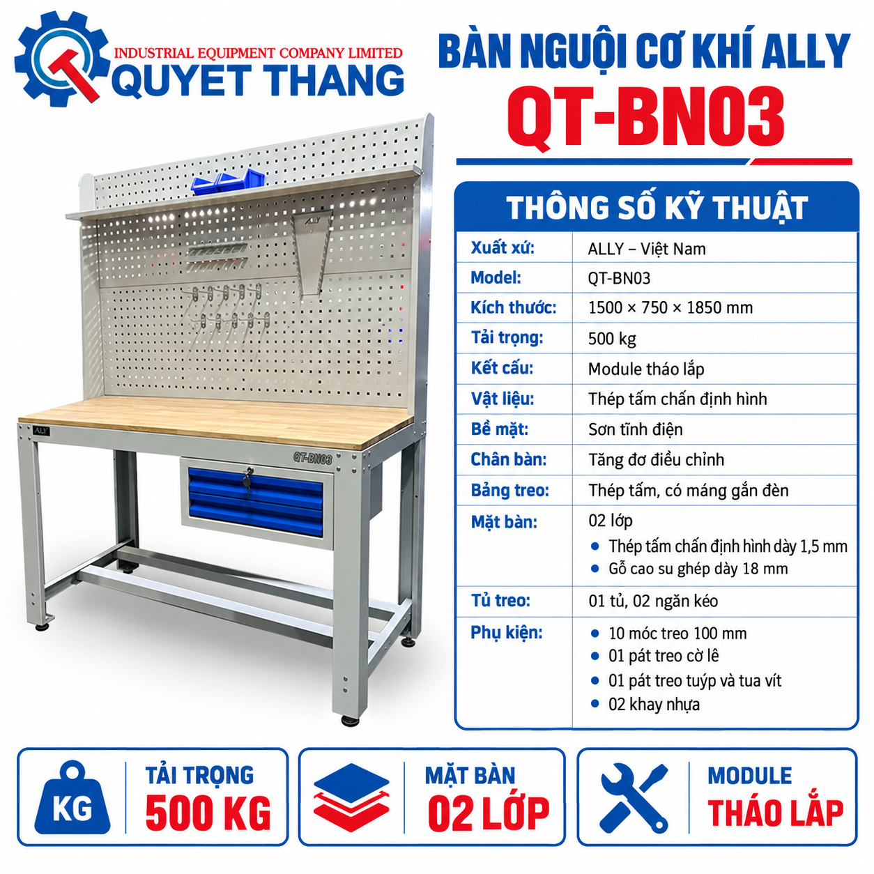 Bàn Nguội Cơ Khí ALLY QT-BN03 - Ảnh 4