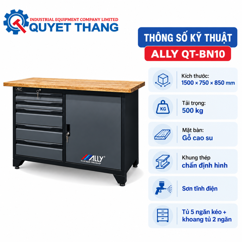 Thông số kỹ thuật bàn nguội cơ khí ALLY QT-BN10