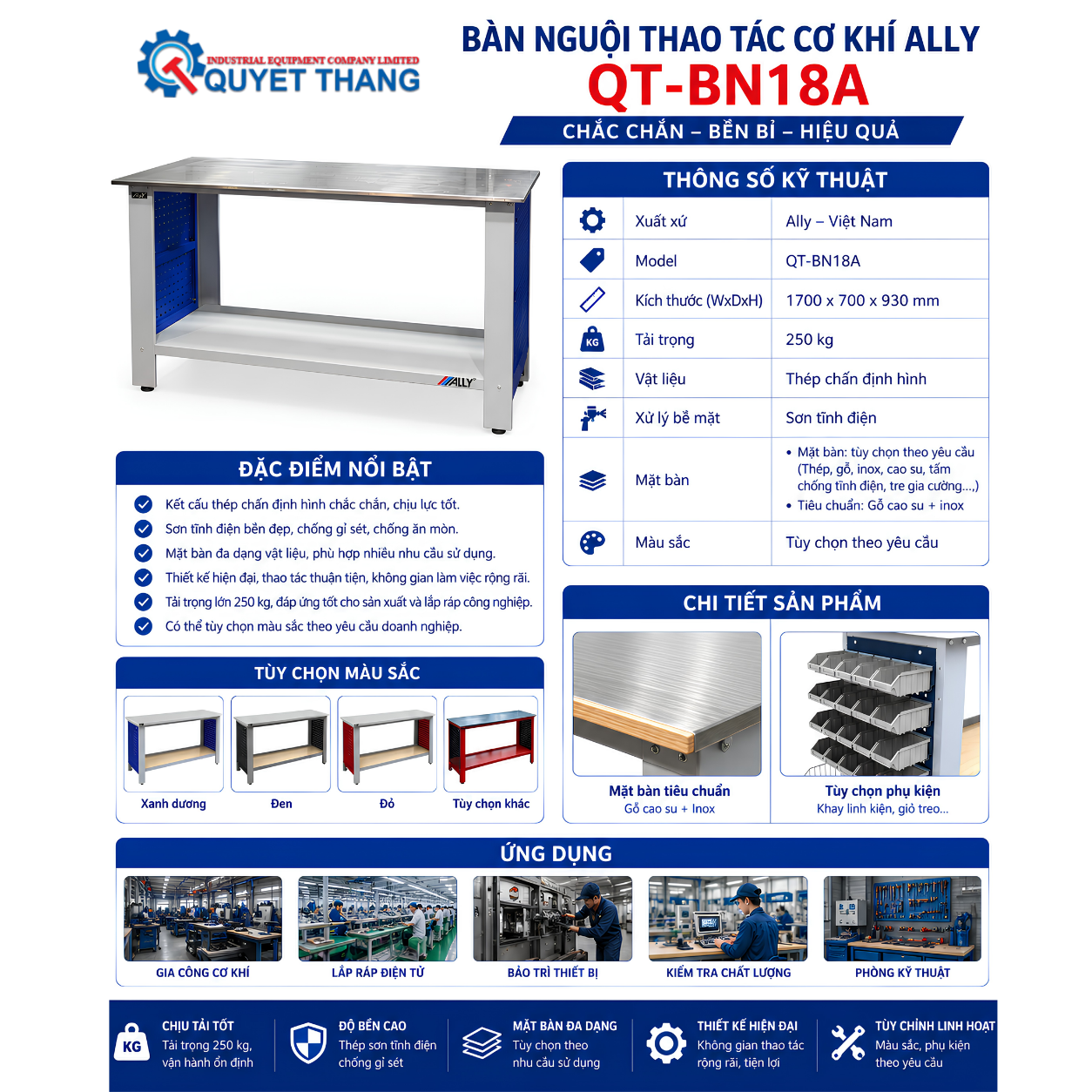 Bàn Nguội Thao Tác Cơ Khí ALLY QT-BN18A - Ảnh 6