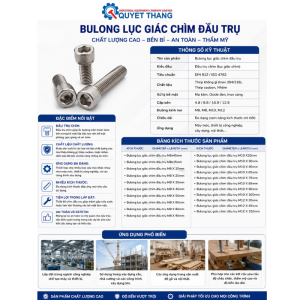 Alternative view of Bulong lục giác chìm đầu trụ