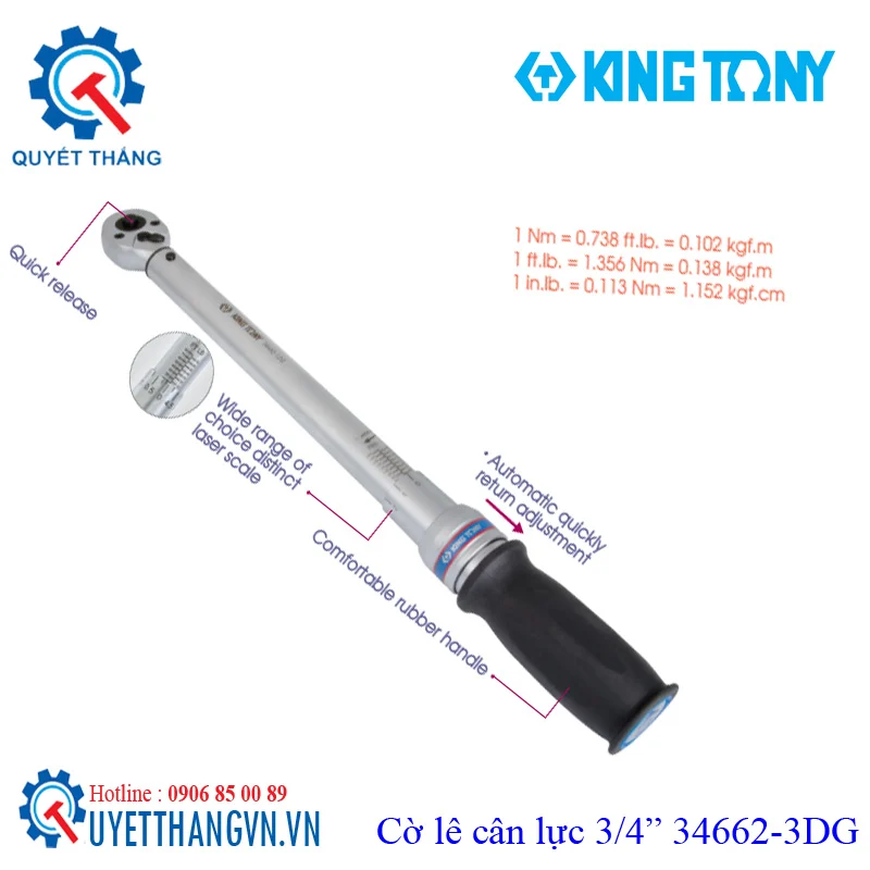 Cờ lê lực 3/4" 200~1000 Nm 34662-2dg kingtony