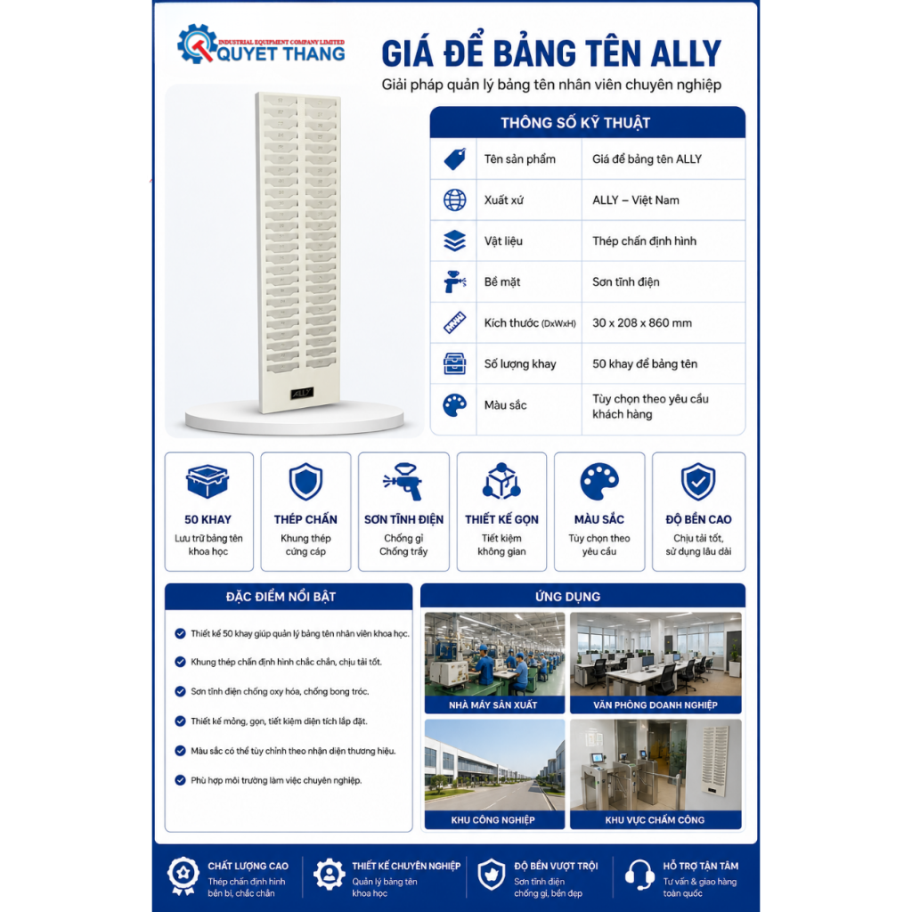 Thông số kĩ thuật Giá Để Bảng Tên ALLY