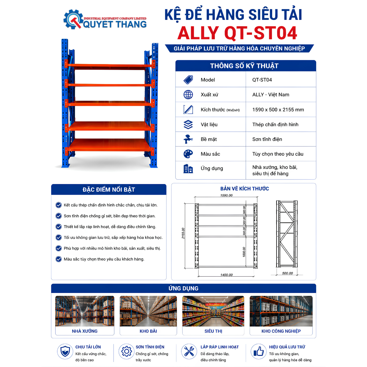 KỆ ĐỂ HÀNG SIÊU TẢI ALLY QT-ST04 - Ảnh 4