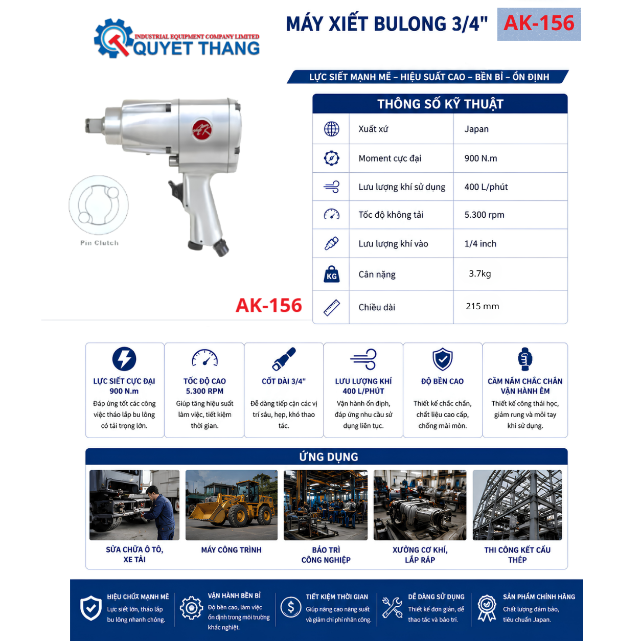 Máy Siết Bulong 3/4" AK-156 - Ảnh 2