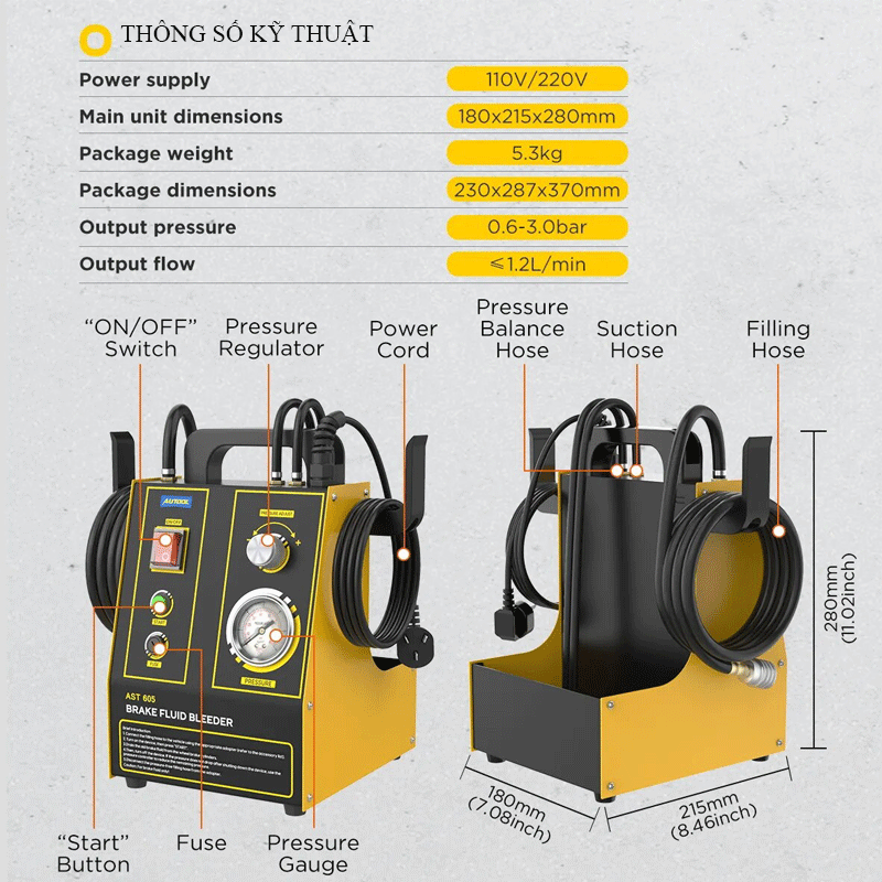 Máy Thay Dầu Phanh Ô Tô Tuần Hoàn Autool AST605 - Ảnh 2