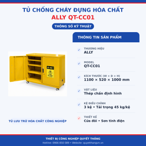 Thông số kỹ thuật Tủ chống cháy đựng hóa chất ALLY QT-CC01