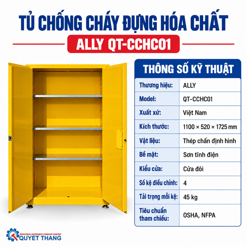 Tủ Chống Cháy ựng hoá chất ALLY QT-CCHC01 - Ảnh 3