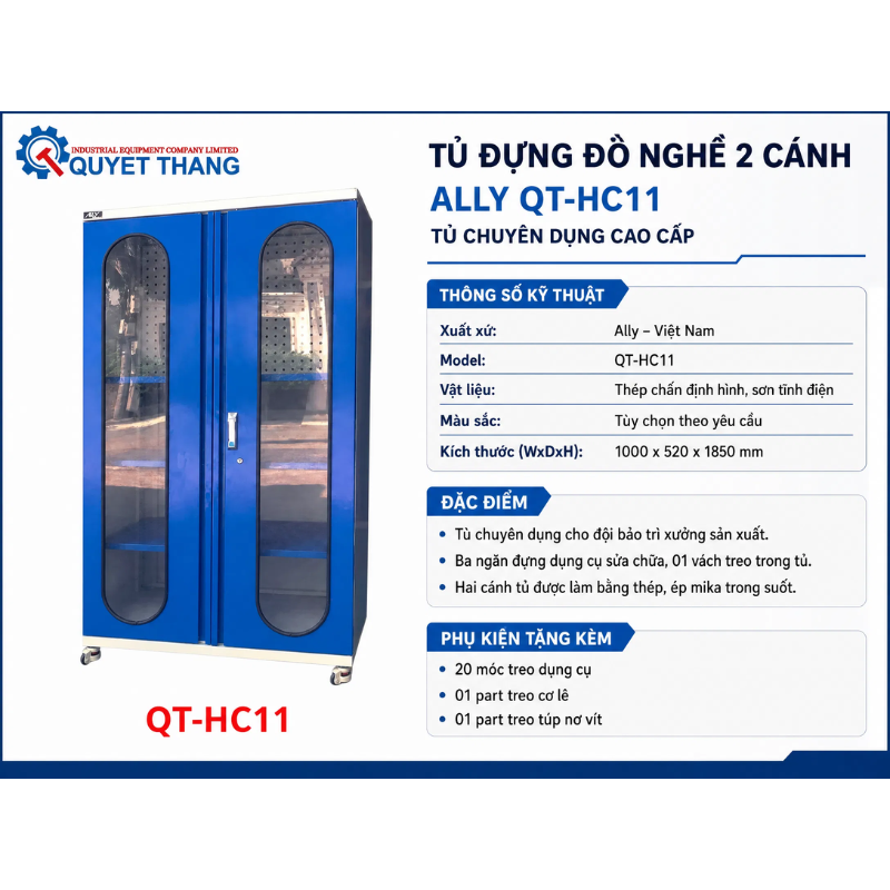 Thông số kĩ thuật của Tủ đựng đồ nghề 2 cánh ALLY QT-HC11