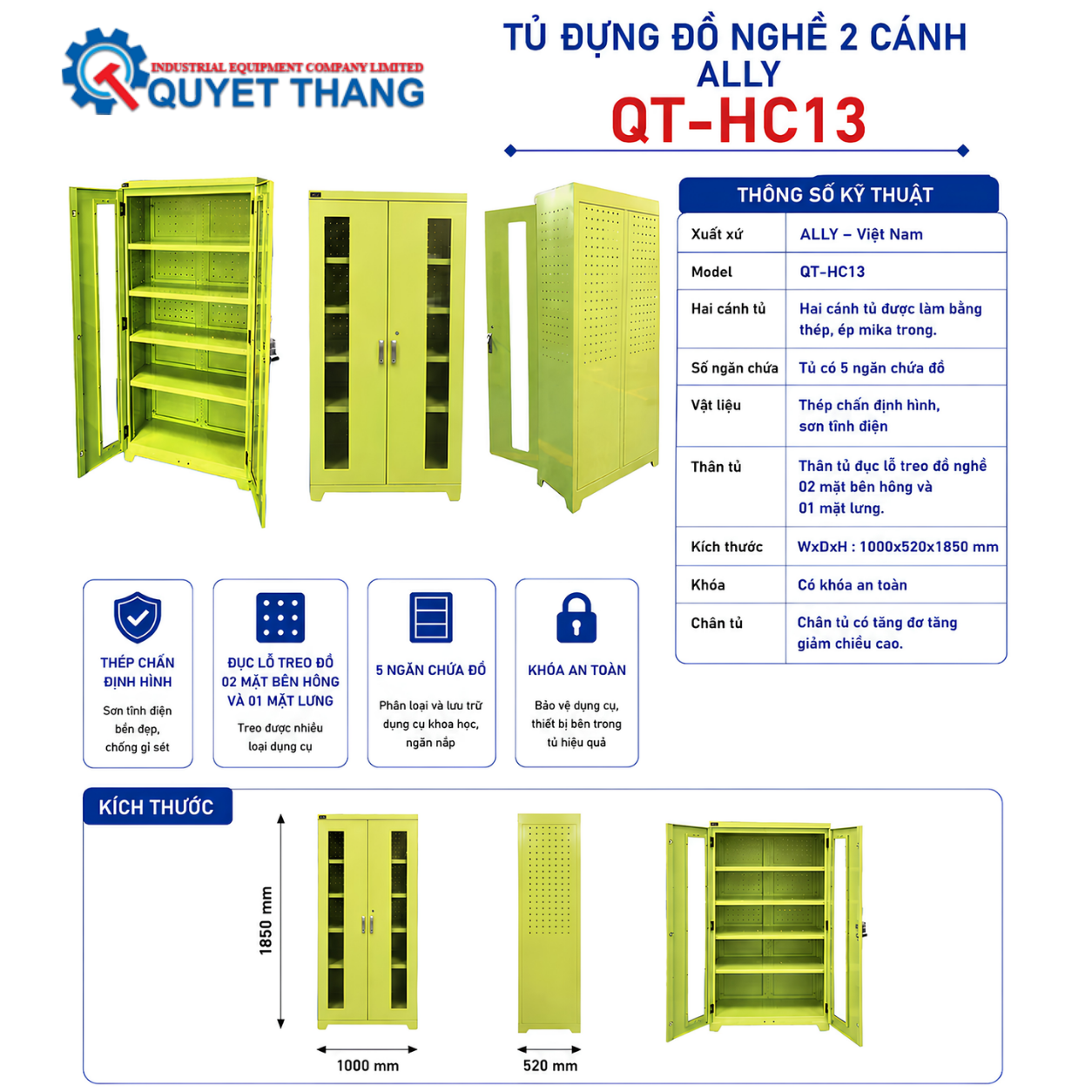 Tủ Đựng Đồ Nghề 2 Cánh ALLY QT-HC13 - Ảnh 4