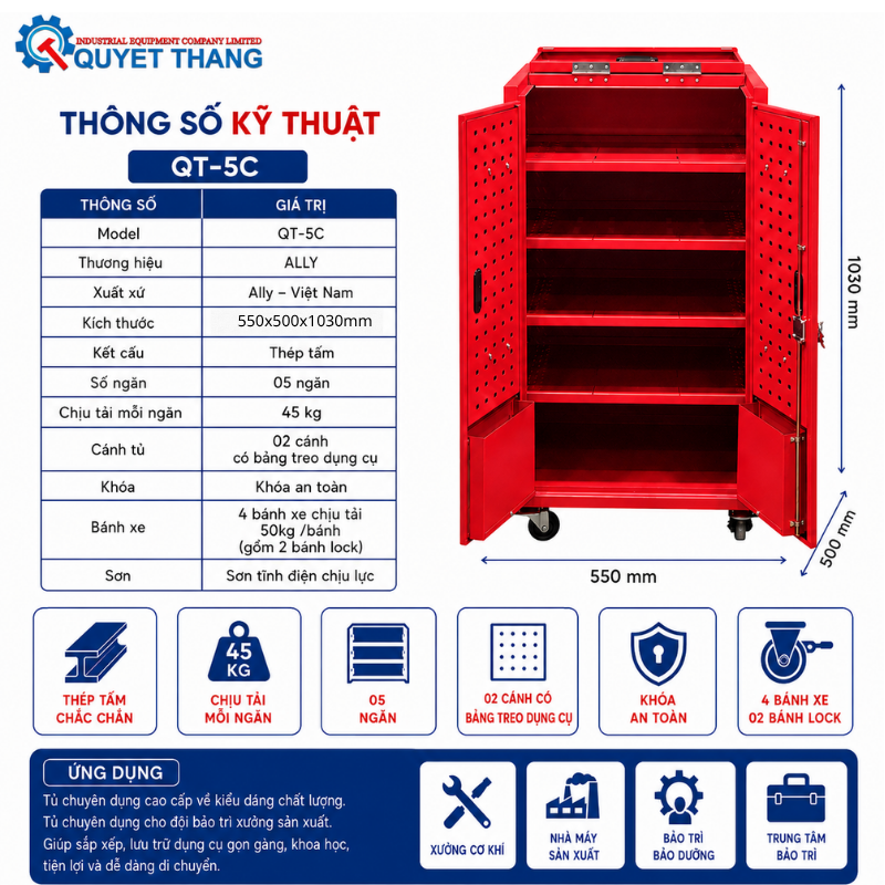 Tủ Đựng Đồ Nghề ALLY QT-5C - Ảnh 4