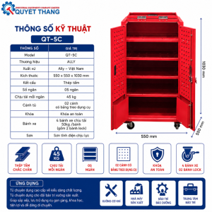 Thông số kỹ thuật tủ đựng đồ nghề ALLY QT-5C