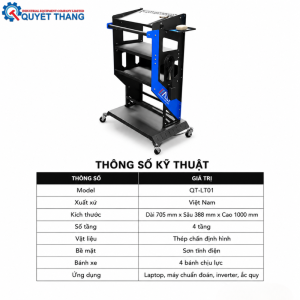 Thông số kỹ thuật xe đẩy laptop máy chuẩn đoán ô tô QT-LT01